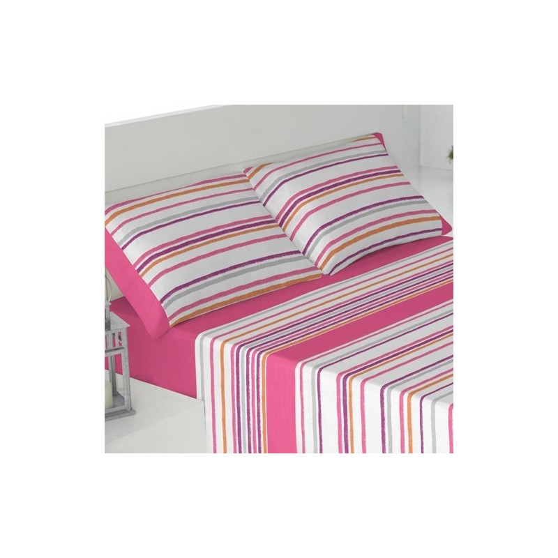 Juego de Sábanas +Home Stripes Fresa