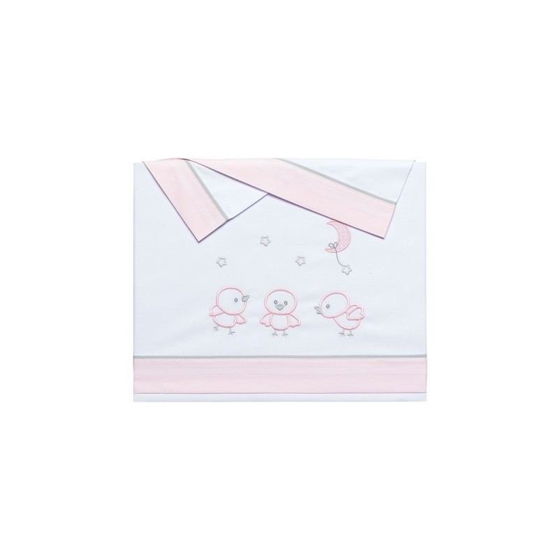 SÁBANAS MAXI CUNA PEKEBABY CHICKS ROSA