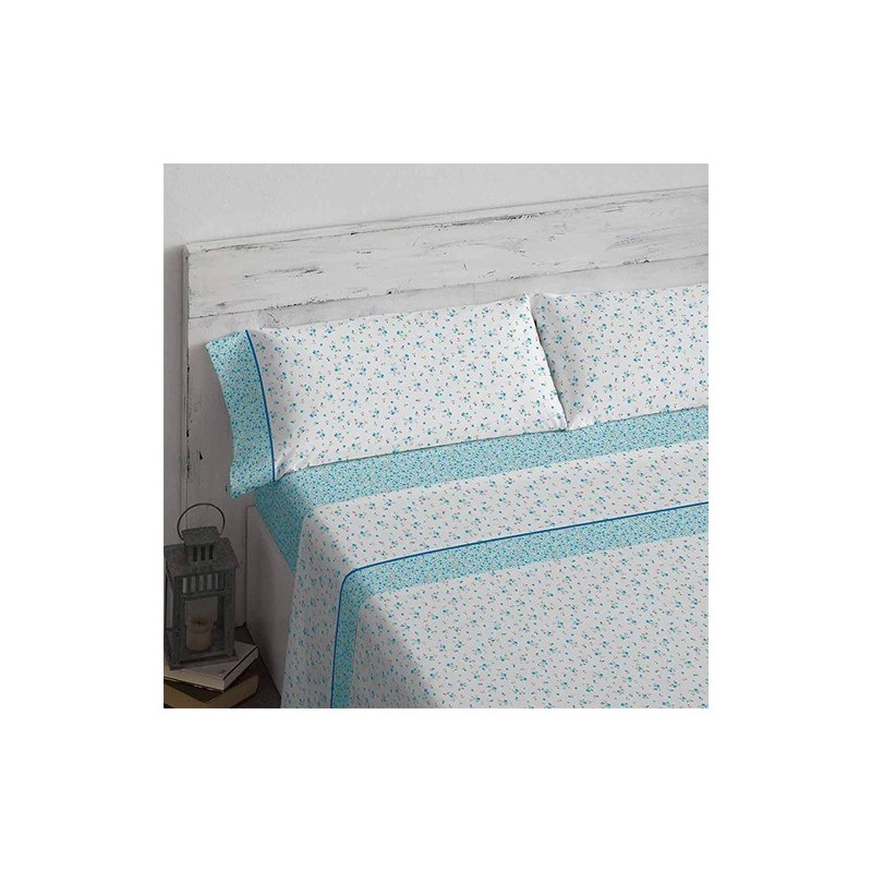 JUEGO DE SÁBANAS BURRITO BLANCO MOD. 475 TURQUESA