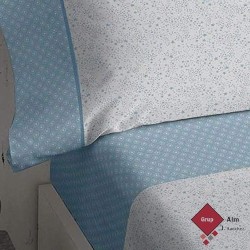 JUEGO DE SÁBANAS BURRITO BLANCO DISEÑO 483 ESTRELLAS AZUL