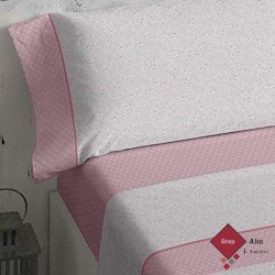 JUEGO DE SÁBANAS BURRITO BLANCO DISEÑO 483 ESTRELLAS ROSA