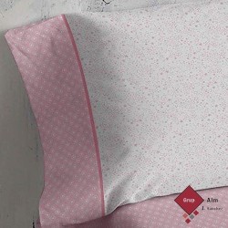 JUEGO DE SÁBANAS BURRITO BLANCO DISEÑO 483 ESTRELLAS ROSA
