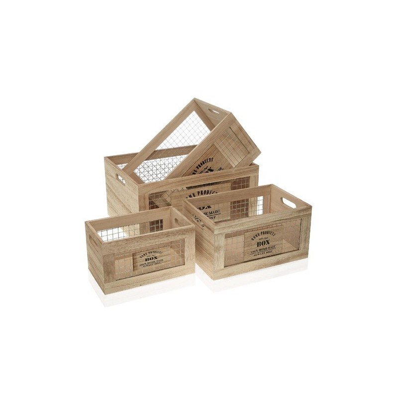 SET 4 CAJAS NATURAL VERSA HOME