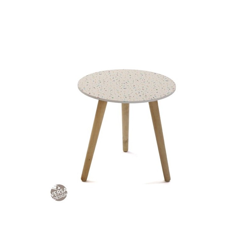 MESA AUXILIAR DE CRISTAL VIVID MADERA TERRAZZO VERSA HOME