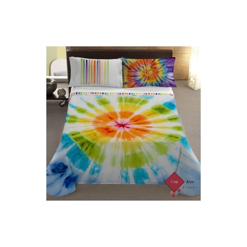 JUEGO DE SÁBANA CUBRE MANTEROL 647 ARCOIRIS