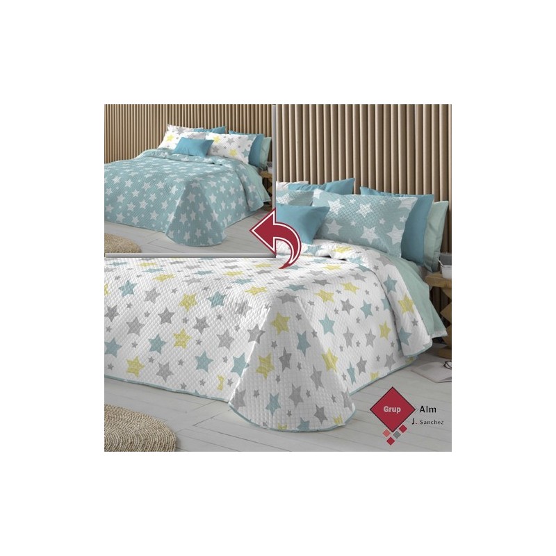 COLCHA Bouti FunDeco EDI STAR VERDE REVERSIBLE COLCHA Bouti FunDeco EDI STAR VERDE REVERSIBLE