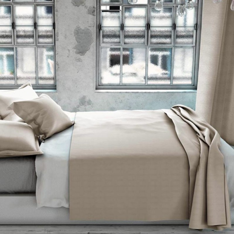 COLCHA FOULARD DE ALGODÓN SERENITY LISO BEIGE PIEDRA DE MANTEROL