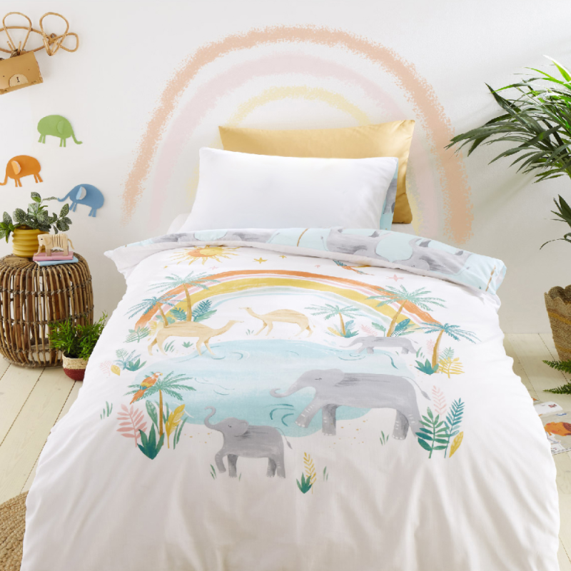 FUNDA NORDICA PARADISE DESERT ANIMALS DE PINEAPPLE ELEPHANT KIDS