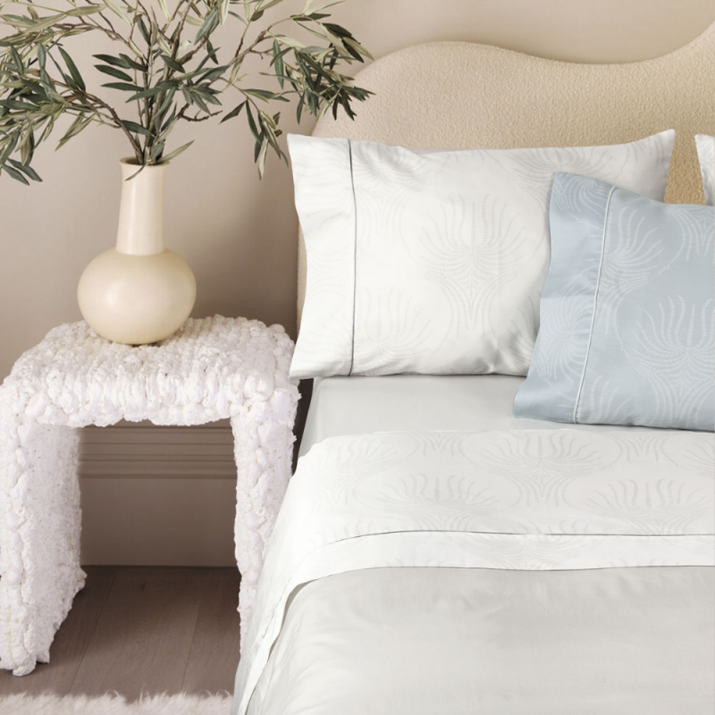 Juego de Sábanas Siena Blanco de Gamanatura 200 hilos.