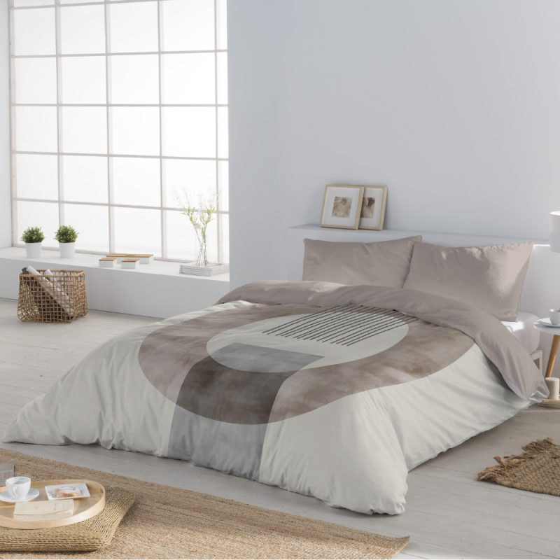 Juego de sábanas franela taupe cama de 150/160 100% algodón