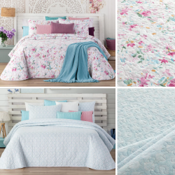 COLCHA BOUTI 242 STENCIL FLORES REVERSIBLE DE MANTEROL