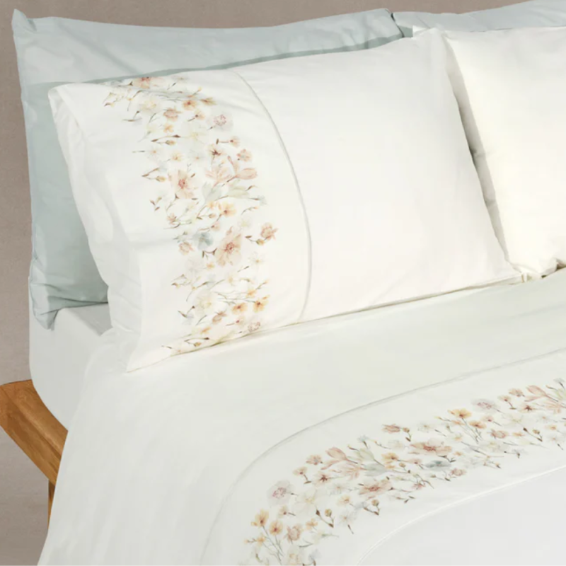 Juego de sábanas Gamanatura FLORAL BORDER 100% algodón percal 200 hilos