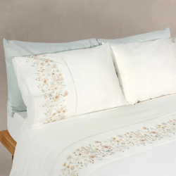 Juego de sábanas Gamanatura FLORAL BORDER 100% algodón percal 200 hilos