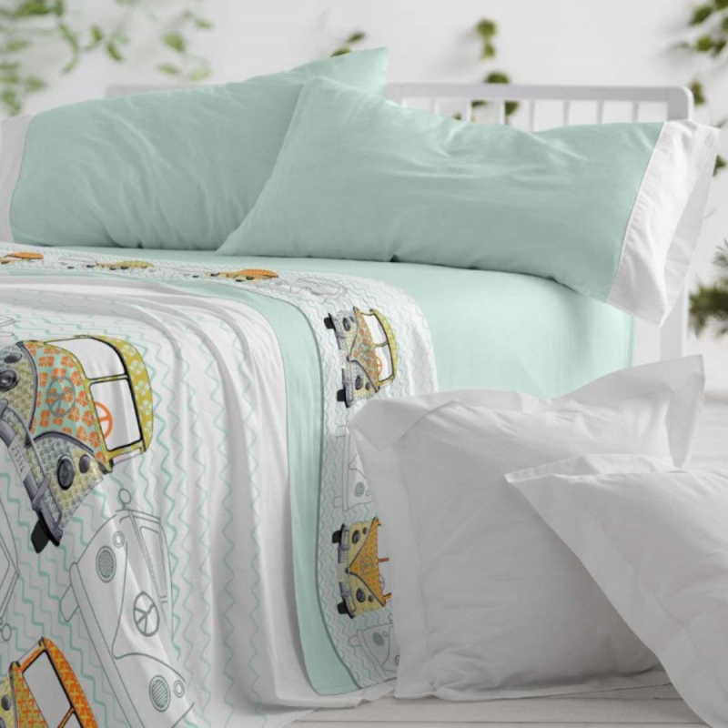 Juego de sábanas Burrito Blanco diseño 107 Camper, de venta online.