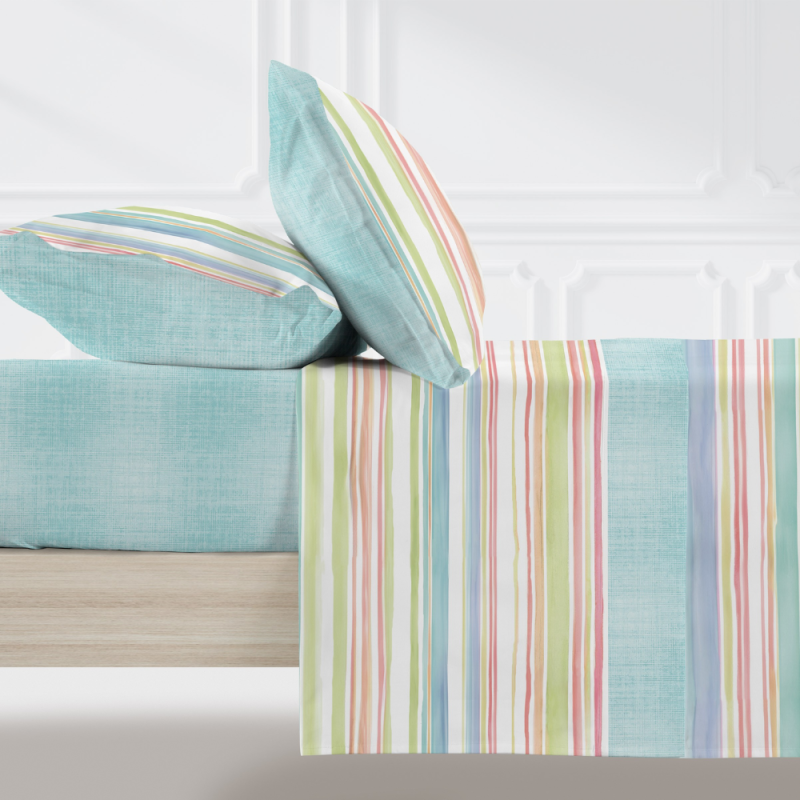 Juego de sábanas completo colors 401 rayas de Manterol venta online!